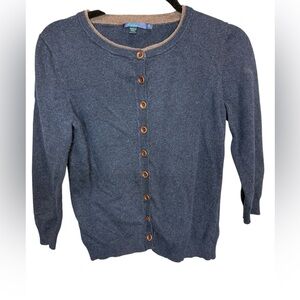 Boden Navy Blue Cardigan with Brown Accents